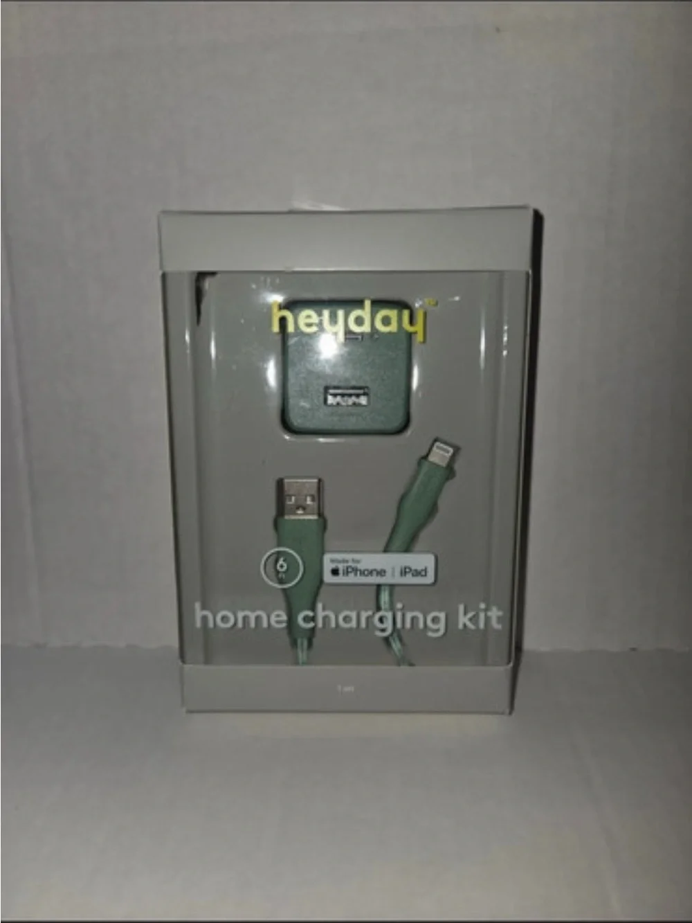 heyday Home Charging Kit with Green Lightning Cable and Wall Adapter